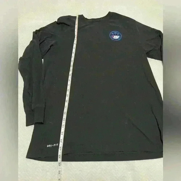 NIKE LONG SLEEVE T SHIRT MENS SIZE M BLACK.  DRI FIT COTTON NIKE REC LEAGUE LOGO - Picture 3 of 6